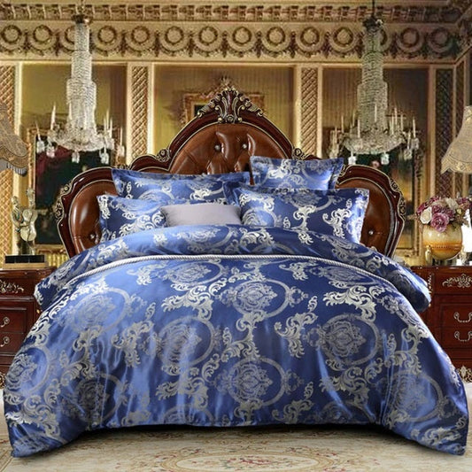 ALDO Bedding >Comforters & Sets Blue / 150x200cm Luxury Blue Palace Quilt Duvet Bedding Set & Pillowcases
