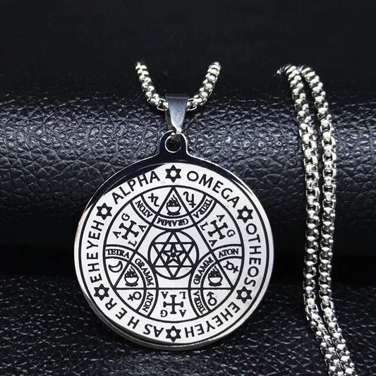 ALDO Clothing Accessories > Sunglasses Kabbalah Seal Pendant Necklass Hexagram Wheel of Fortune and Protection