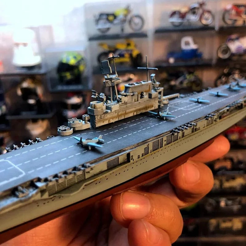 ALDO Creative Arts Collectibles Scale Model length: 50cm/width: 11.5cm/height: 12cm US Navy Nuclear Power Aircraft Carrier Enterprise CV-65 Desk Display Military Ship Alloy Model with Display Case Cabinet