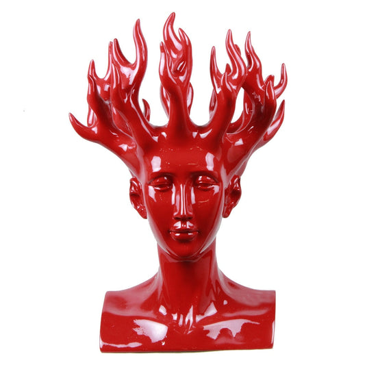 ALDO Decor > Artwork > Sculptures & Statues 47cm / 18.5" inches High X 31 cm /12.2" inches long X 10.23" Inches Wide / Red Designer Modern Style Human Head Large Vase Statue