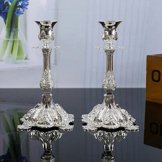 ALDO Décor>Artwork>Sculptures & Statues Silver Vintage Romantic Gold Silver Metal Candle Holders Candlestick Candle Holders Set of Two