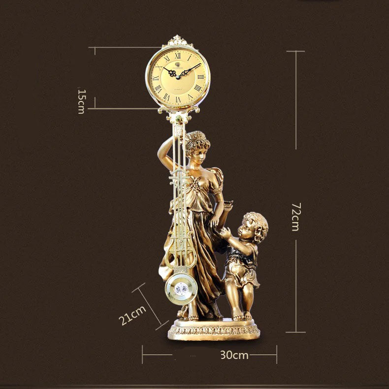 ALDO Decor > Clocks Classical Goddess of Time With Golden Angel Sculptural Pendulum Clock