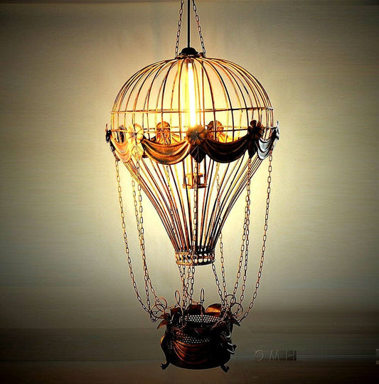 ALDO Décor>Lighting > Lamps L: 23 W: 23 H: 41 Inches / NEW / iron Vintage Hot Air Balloon Pendant Ceiling lamp Chandelier