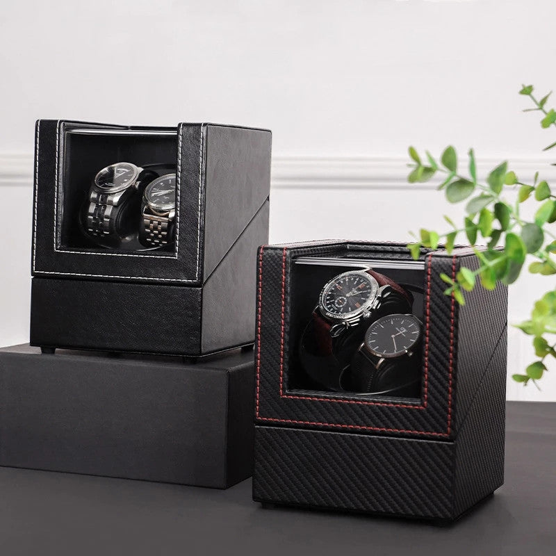ALDO Décor > Watches Automatic Auto Rotating Double Watch Winder Handmade Display Box USB-DC Operated