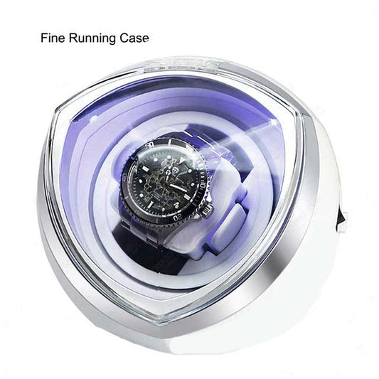 ALDO Décor > Watches white and silver / 6.22 " H x 6.77" L x 5.97" W Luxury Automatic Single Watch Winder Fine Running Case With LED Lights and AC Power Adapter