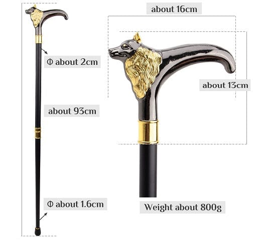 ALDO Health Care Mobility & Accessibility Canes & Walking Sticks Collectible Gentleman Gold Black Luxury Fox Walking Stick