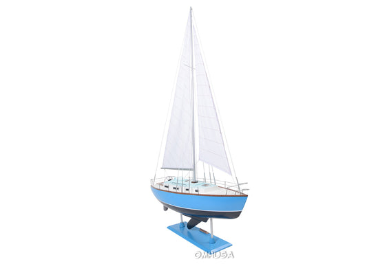 ALDO Hobbies & Creative Arts> Collectibles> Scale Model L: 29.3 W: 8.5 H: 45.8 Inches / NEW / Wood Bristol Yacht Sailboat Wood Blue Model Yacht Assembled