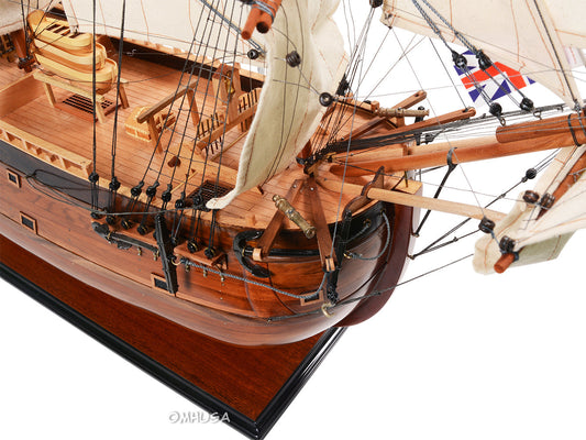 Aldo Hobbies & Creative Arts> Collectibles> Scale Model new / Wood / L: 38 W: 13 H: 32 Inches HMS Endeavour British Royal Navy James Cook Tall Ship Large Wood Model Sailboat Assembled