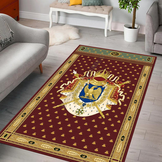 ALDO Home & Kitchen>Area Rugs>Carpet Modern Napoleon Coat Of Arms With Golden Eagle Luxury Non-Slip Stain Resistant Rug Carpet