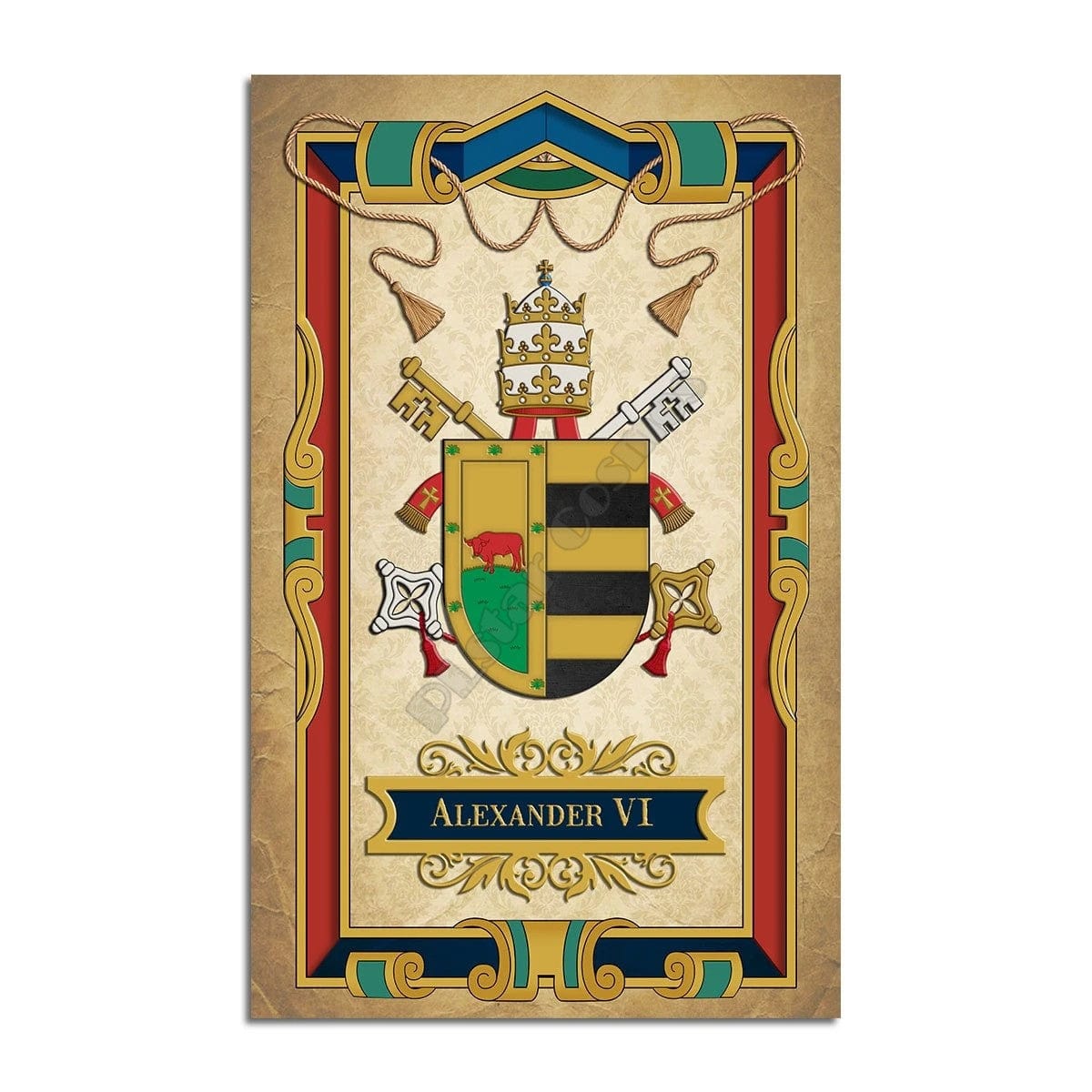 ALDO Home & Kitchen>Area Rugs>Carpet Vatican Coat Of Arms For Pope Alexander VI Christian Luxury Non-Slip Stain Resistant Rug Carpet
