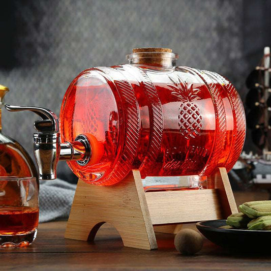 ALDO Home & Kitchen>Cups, Mugs, & Saucers New / Led Free Glass / 15 cm toll and 15.2 cm long / 5.9" toll and 6" long Barrel Design Crystal Glass Led Free 1000 ml Decanter For Liquor Wine Whisky Vodka