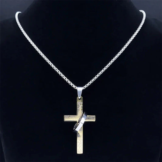 ALDO Jewelry Christian Religion Spainsh Cross With Heart for Men and Women Stainless Steel