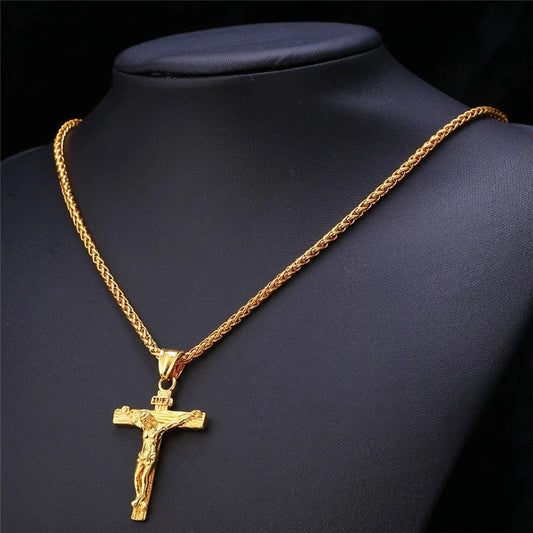 ALDO Jewelry Designer Christian Cross with Jesus Christ Prayers Amulet Pendant Necklace