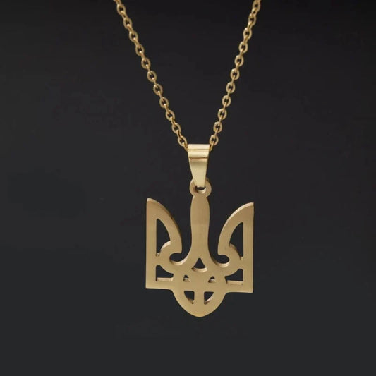 ALDO Jewelry Gold Ukrainien National Symbol Slava Ukraine Pendant Necklace for Men amd Woman
