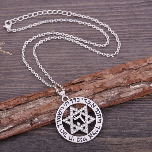 ALDO Jewelry Silver Star Of Davide with Letter HI Prayers and Zircone Pendant Necklace