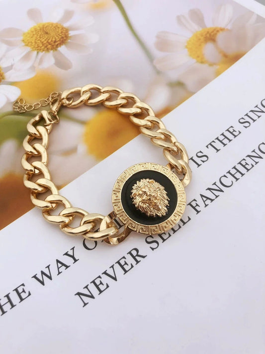 ALDO Jewelry Unique Gold Plated Lion Head Braided Bracelet for Men and Women Amulet for Woman