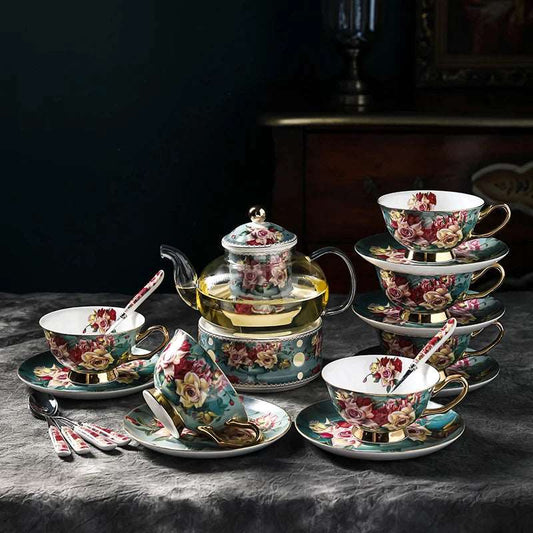 ALDO > Kitchen & Dining > Tableware > Dinnerware Six / porcelain / New British Style Coffee and Tea Luxury Porcelain 24 karat Gold Plated Set