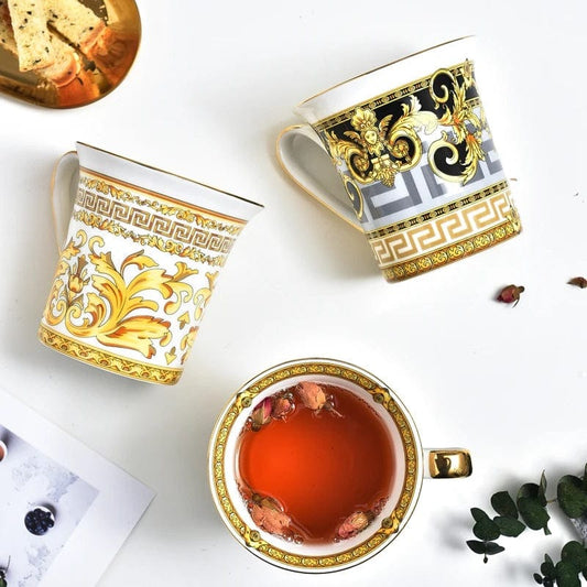 ALDO > Kitchen & Dining > Tableware > Dinnerware Versace Style Luxury Classic Coffee and Tea Ceramic 24 karat Gold Plated Mugs