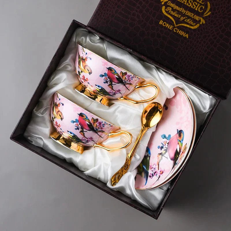 ALDO Kitchen & Dining > Tableware > Drinkware New Coffee and Tea Sets / Porcelain / Two Cups two Saucers Two Spoons Gift Set Style 2 Royal Classic italian Art Coffee and Tea Set 24 K Gold Plated Bone China Porcelain