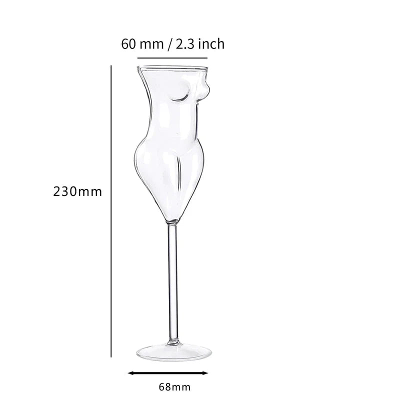 ALDO Kitchen & Dining > Tableware > Drinkware New / Lead free Crystal / 9"inch toll x 2.5" inches wide Miss Wine Glass Female-shaped Glasses for Champagne,Whiskey, Wine, Cocktails,Glass, Goblet for Party Home Bar