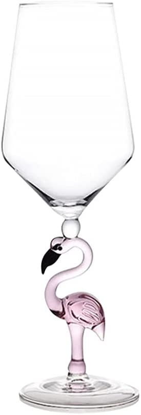 ALDO Kitchen & Dining > Tableware > Drinkware Pink Flamngo Large Wine Glass 27.2 cm x 8.4 cm / Lead free Crystal / See attached Picture Pink Flamingo Fun Glasses for Martini, Wine, Cocktails, Beer ,Champagne Party and Home Bar