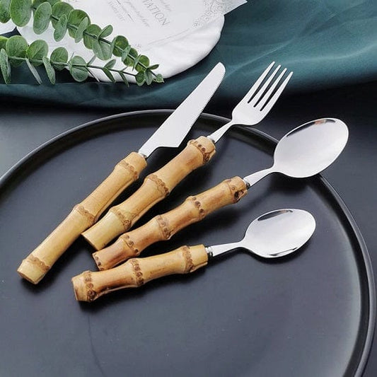 ALDO Kitchen & Dining / Tableware / Original Nature Bamboo Handle Stainless Steel Dinnerware Cutlery Sets