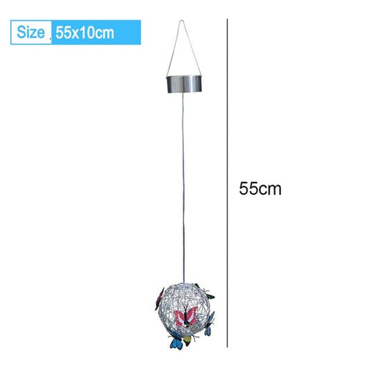 ALDO Lighting > Lighting Fixtures > Ceiling Light Fixtures 3.6" Inches Round Bowl x 21.65" Cord length Inches / new / metal Sculptural Chandelier Garden Hanging Solar Light Round Waterproof Metal Ball With Butterfly
