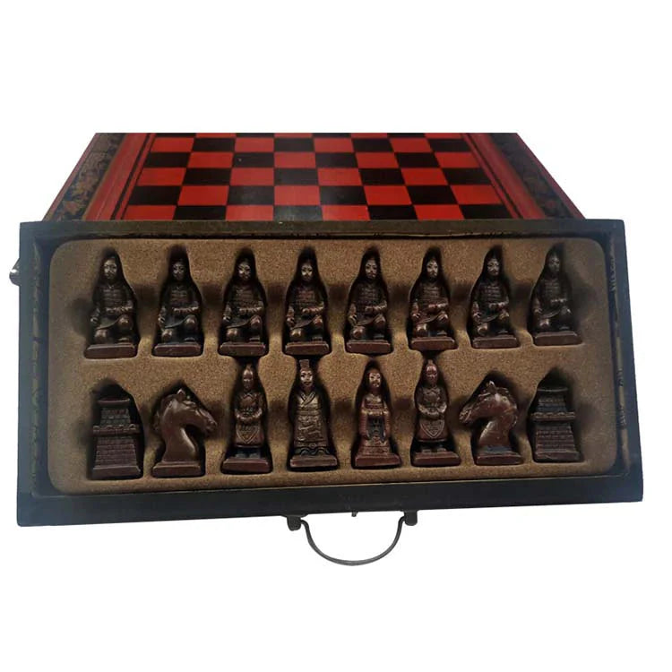 ALDO Party & Celebration > Party Supplies > Party Games Collectible Chinese Terracotta Warriors Retro Chess Pieces with Wooden Chess Board