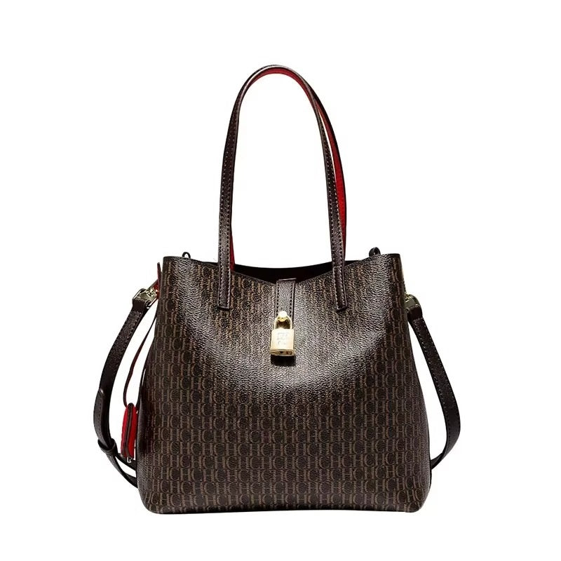 Luxury Premium Versatile Leather Crossbody Tote Letter Print Design Bag for Ladies