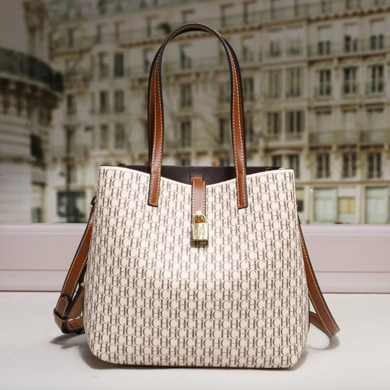 Luxury Premium Versatile Leather Crossbody Tote Letter Print Design Bag for Ladies