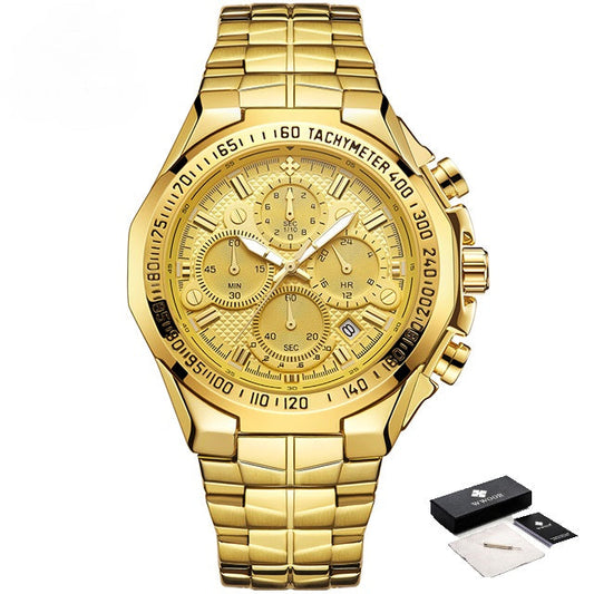 Luxury Timepic Multi Function Tachometer Chronograph Quartz 30 Meter Water Resistant Watch For Man