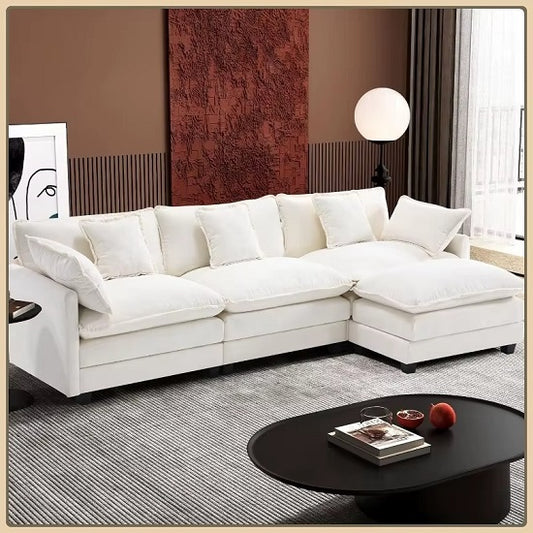 Luxurious Ergonomic Lumbar Support Design Cloud Sofa Double Layer of High Resilience  Modular Seating Foam Seat Cushion With  Ottoman