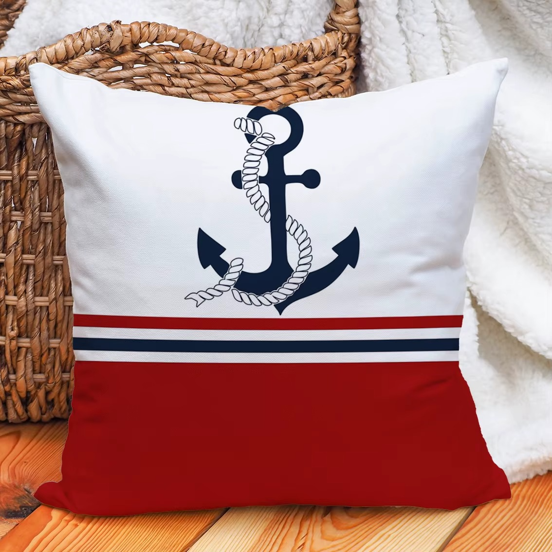 Luxury  Vintage Nautical Pillow Cover Pillow Case  Woven 100% Polyester Double Side 3D Print