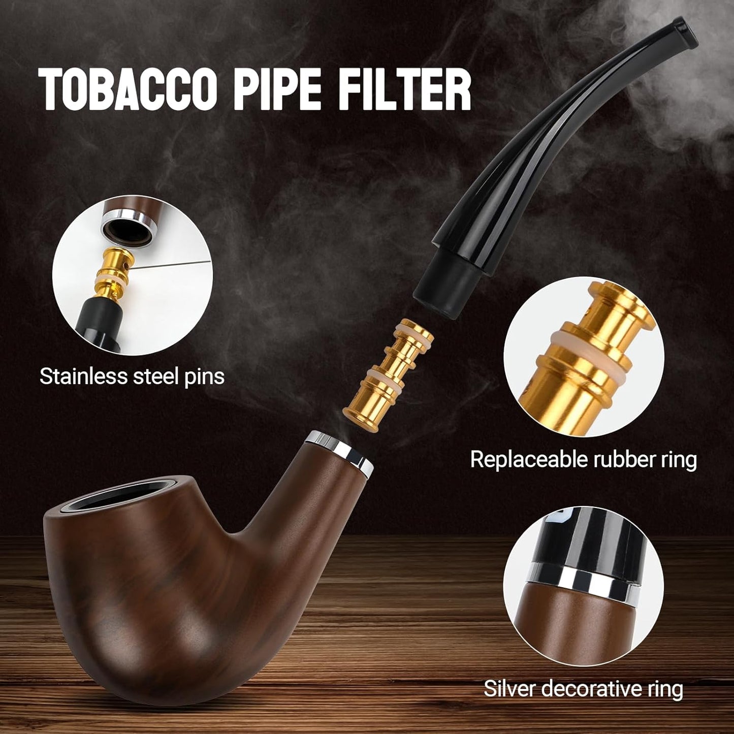 Natural Wood Pipe With Tools and  Set with Pipe Holder and Storage Bag Various Accessories Gift Box