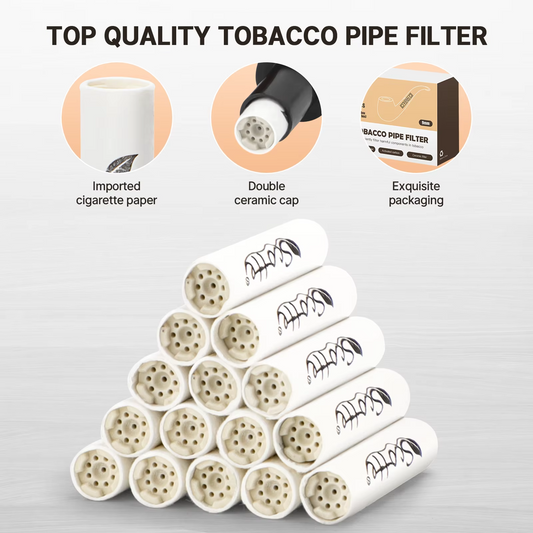 Pipe Filters 9mm Activated Carbon Tobacco Pipe Filter with Dual Ceramic Cap 100 pcs