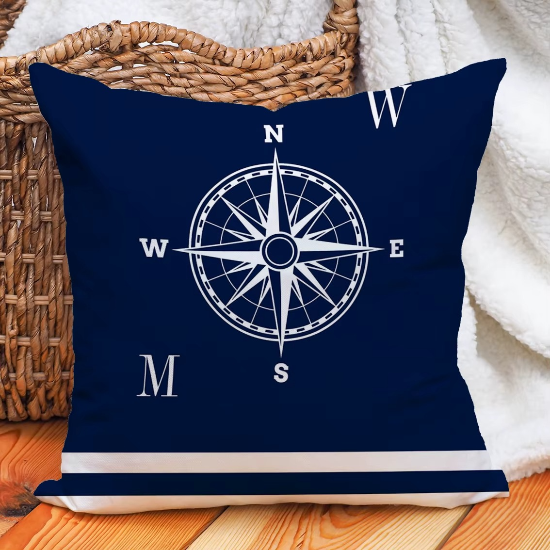 Luxury  Vintage Nautical Pillow Cover Pillow Case  Woven 100% Polyester Double Side 3D Print
