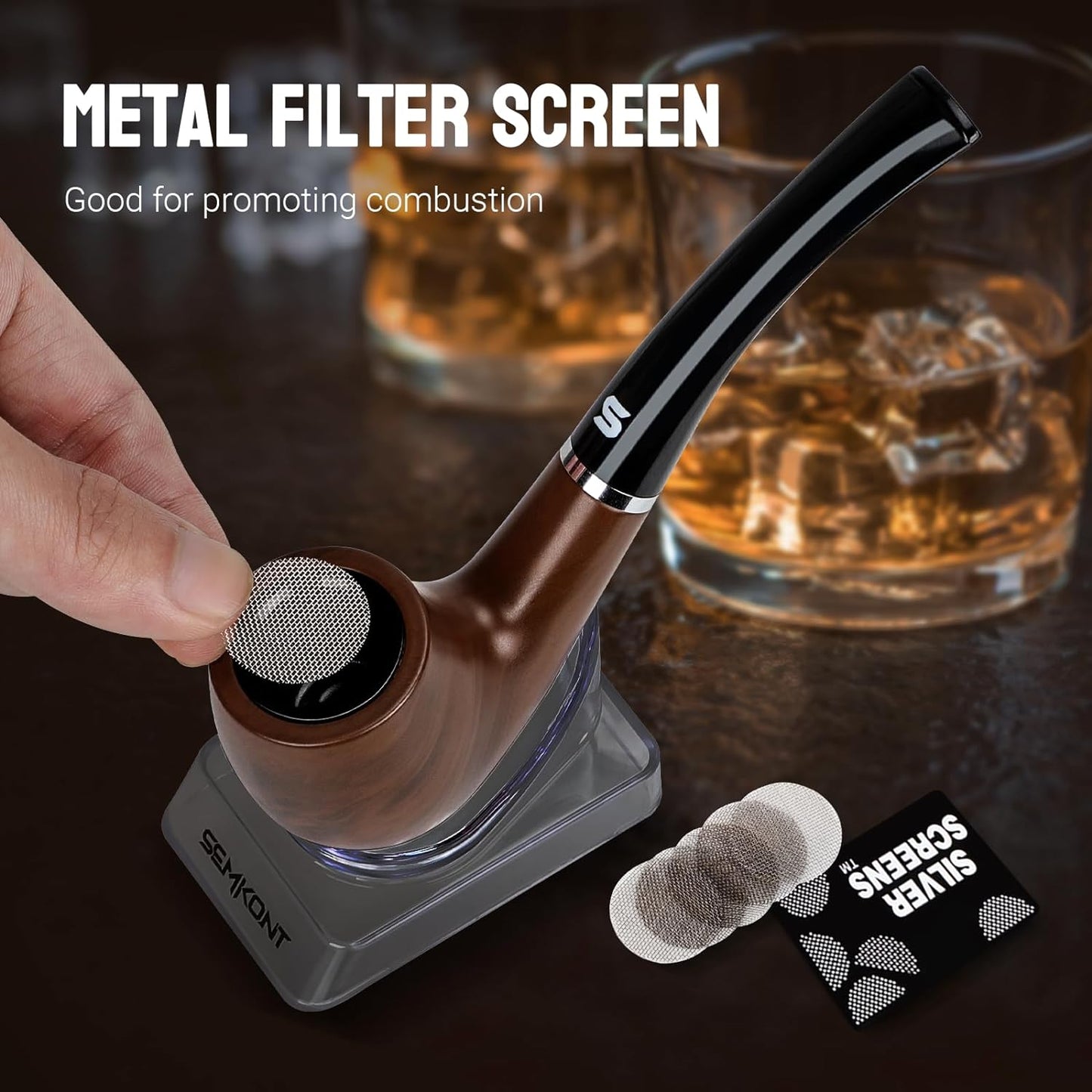 Natural Wood Pipe With Tools and  Set with Pipe Holder and Storage Bag Various Accessories Gift Box