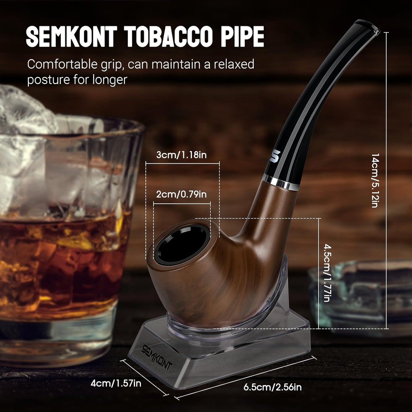 Natural Wood Pipe With Tools and  Set with Pipe Holder and Storage Bag Various Accessories Gift Box