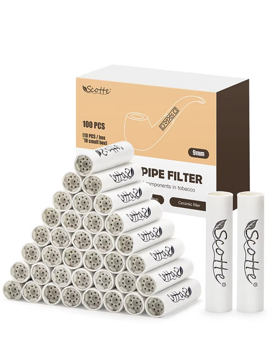 Pipe Filters 9mm Activated Carbon Tobacco Pipe Filter with Dual Ceramic Cap 100 pcs