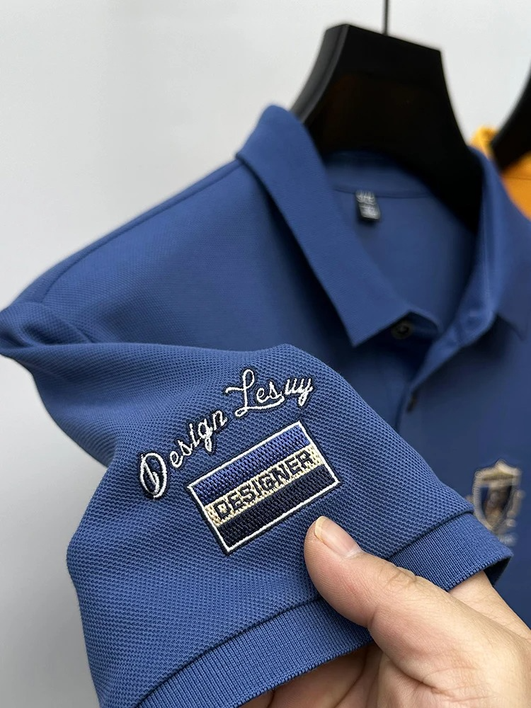 Men's New High End Premium Collection Luxury  Designer Embroidered  Summer Short Sleeved Lapel Polo Shirt