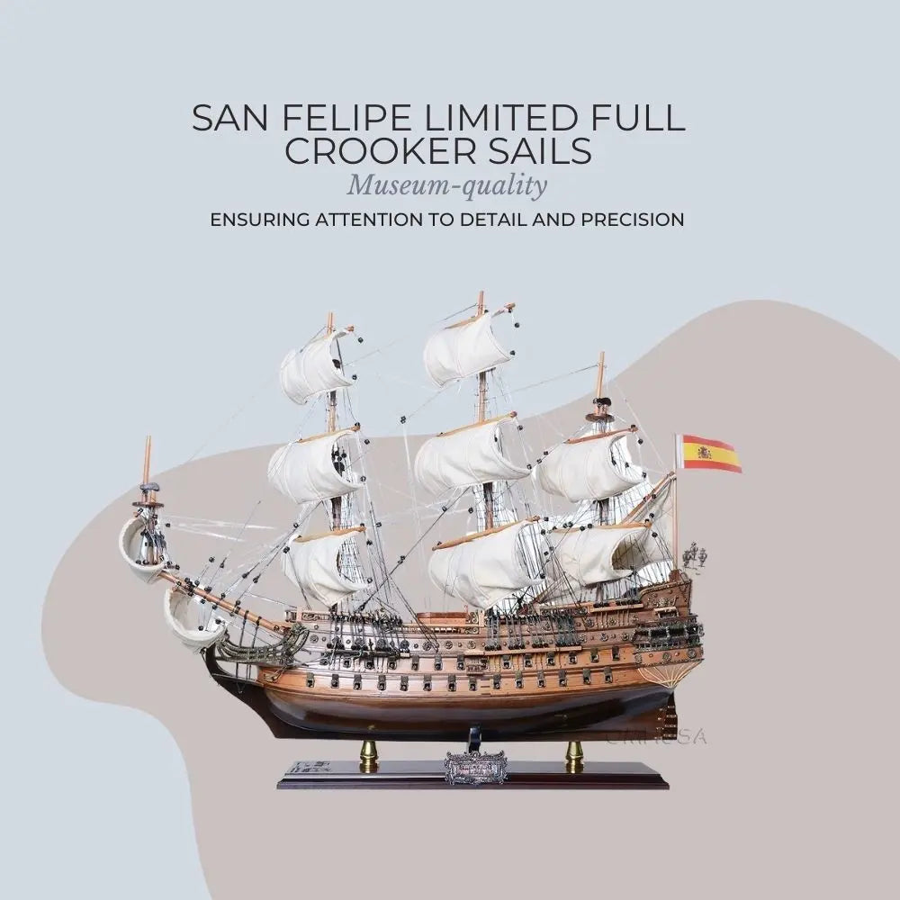 San Felipe Spanish Armada Galleon Tall Ship Medium Wood Model Sailboat Assembled