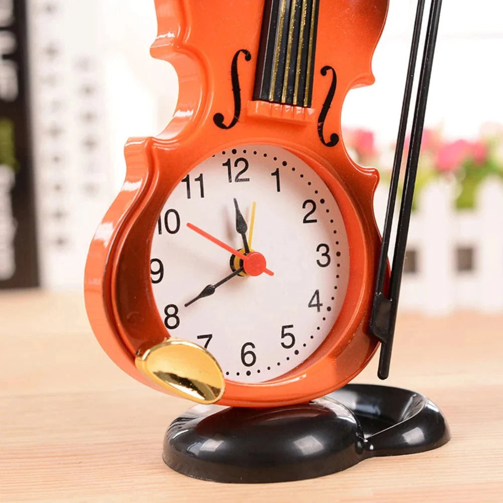 ALDO Clocks Unique Violin Quartz Desktop Alarm Clock