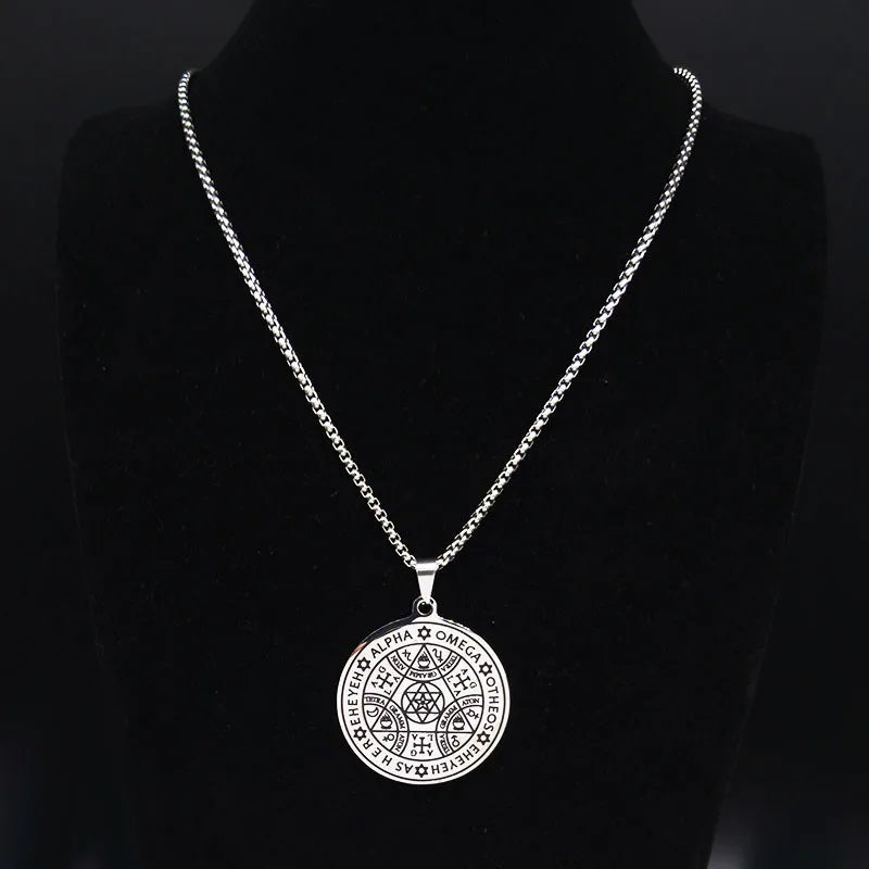 ALDO Clothing Accessories > Sunglasses Kabbalah Seal Pendant Necklass  Hexagram Wheel of Fortune and Protection