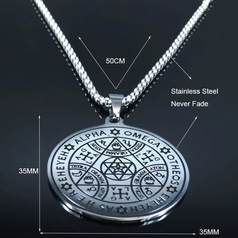 ALDO Clothing Accessories > Sunglasses Kabbalah Seal Pendant Necklass  Hexagram Wheel of Fortune and Protection