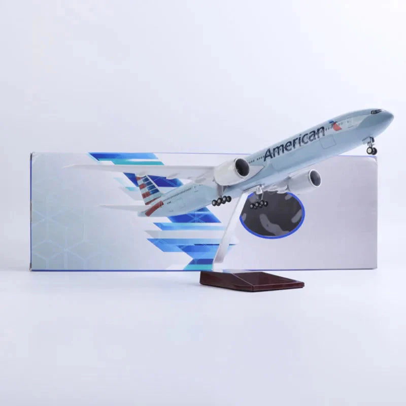 ALDO Creative Arts Collectibles Scale Model American  Airlines Boeing 777 B777  Model Aircraft With Landing Gears and LED Lights