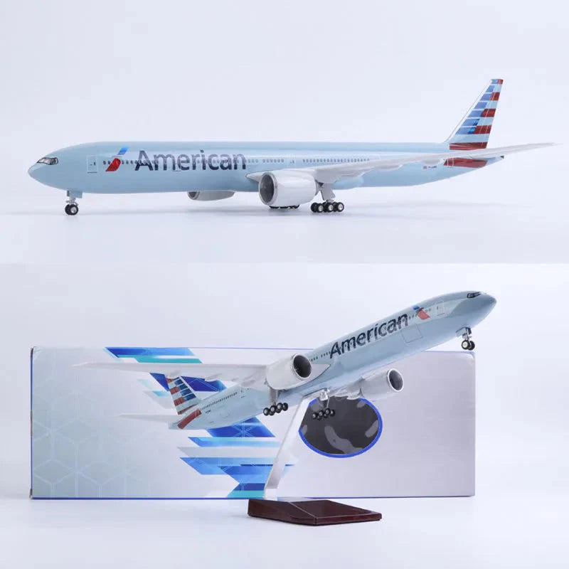ALDO Creative Arts Collectibles Scale Model American  Airlines Boeing 777 B777  Model Aircraft With Landing Gears and LED Lights