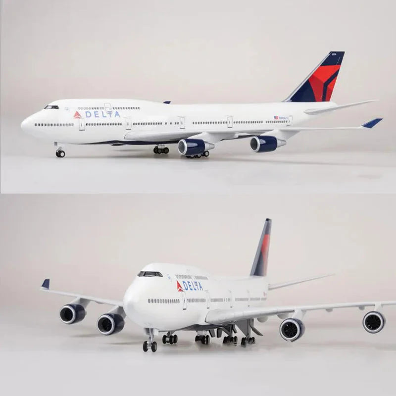 ALDO Creative Arts Collectibles Scale Model Delta Airlines Boeing 747 B747  Model Aircraft With Landing Gears and LED Lights