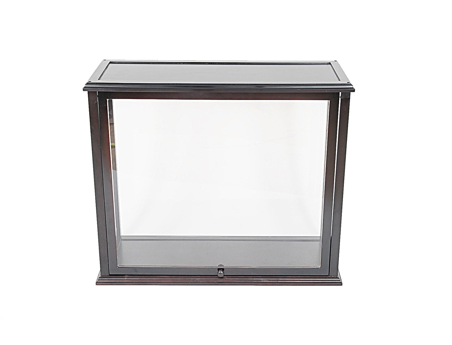 ALDO Creative Arts Collectibles Scale Model Outside:  L: 35.4 W: 13.5 H: 29.5 Inches  Inside: L: 32.5 x W: 12 x H: 29 inches. / NEW / Mahogany Wood with Plexiglass Panels Display Case Front Open Table Top Wood with Plexiglass Panels Cabinet for Midsize Tall Ship  and BoatsModels