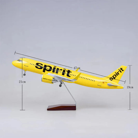 ALDO Creative Arts Collectibles Scale Model Spirit Airplane  Airbus  A320NEO A320 NEO  Model Aircraft With Landing Gears and LED Lights