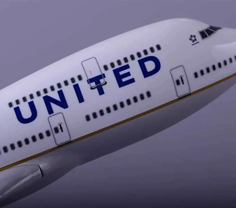 ALDO Creative Arts Collectibles Scale Model United  and Continental Airlines Boeing 747 B747 Model Aircraft